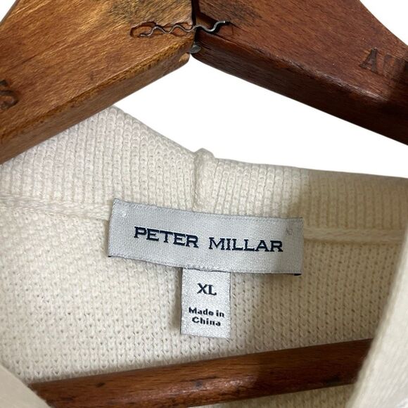 Peter Millar Hickory Cotton Wool Pique Knit Henley Hoodie Sweater Almond Size XL - Picture 7 of 10